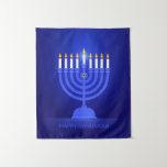 Happy Hanukkah Tapestry<br><div class="desc">Happy Hanukkah with menorah and candles tapestry</div>