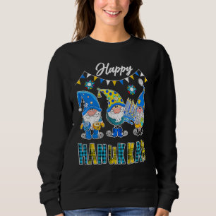 Happy Hanukkah Three Gnomes Holding Dreidel Menora Sweatshirt