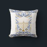 Happy Hanukkah  Throw Pillow<br><div class="desc">Happy Hanukkah menorah throw pillow.</div>