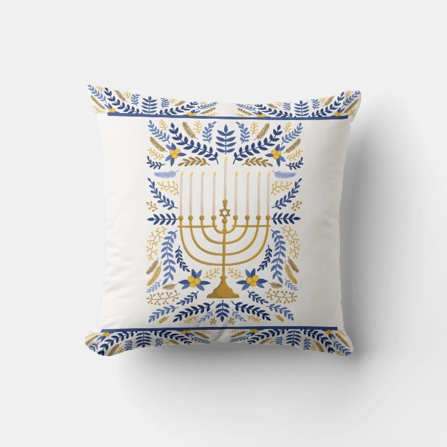 Happy Hanukkah  Throw Pillow (Front)