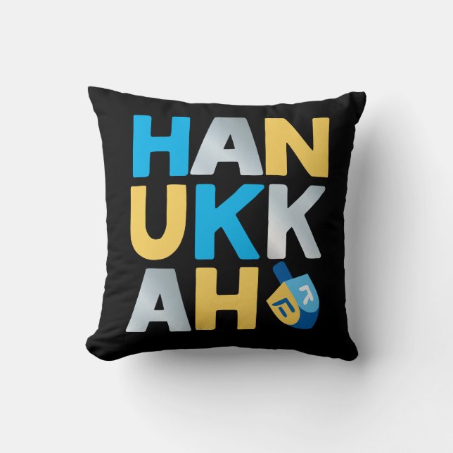 Happy Hanukkah  Throw Pillow (Front)