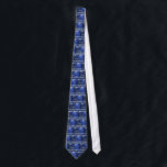 Happy Hanukkah Tie<br><div class="desc">Blue and white stars with menorah and stars with Happy Hanukkah in silver lettering.  Perfect Haukkah design for your decorations and festivities.</div>