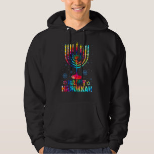 Happy Hanukkah Tie Dye Jewish Chanukah Menorah Han Hoodie