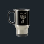 Happy Hanukkah Tis The Season Get Travel Mug<br><div class="desc">Happy Hanukkah Tis The Season Get: A joyful Hanukkah design celebrating the festival of lights. Perfect for sharing warmth and laughter. Bright,  festive,  and inclusive.</div>
