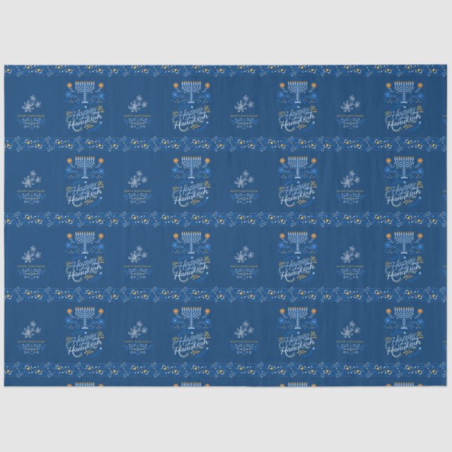 Happy Hanukkah tissue paper for gifts (Front)