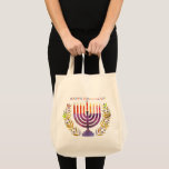 Happy Hanukkah Tote Bag<br><div class="desc">This cute Hanukkah pattern is an eye-catcher! It's a fun and funky way to dress up decor,  gifts,  apparel,  and household items for the occasion. Check out my store for more pattern items and gift ideas,  or combine items to create an interesting gift package!</div>