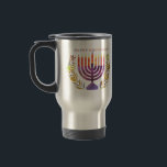 Happy Hanukkah Travel Mug<br><div class="desc">This cute Hanukkah pattern is an eye-catcher! It's a fun and funky way to dress up decor,  gifts,  apparel,  and household items for the occasion. Check out my store for more pattern items and gift ideas,  or combine items to create an interesting gift package!</div>