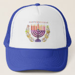 Happy Hanukkah Trucker Hat<br><div class="desc">This cute Hanukkah pattern is an eye-catcher! It's a fun and funky way to dress up decor,  gifts,  apparel,  and household items for the occasion. Check out my store for more pattern items and gift ideas,  or combine items to create an interesting gift package!</div>
