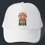 Happy Hanukkah Two Traditions One Wish Christmas Trucker Hat<br><div class="desc">Two Christmas trees,  two Stars of David and a menorah design to celebrate Hanukkah or for the family photo. Check out other Hanukkah designs from this store</div>