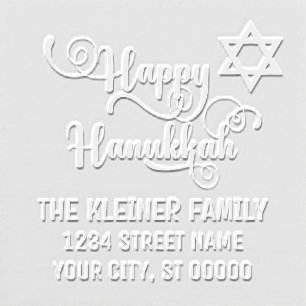Happy Hanukkah Typography #10 Name Return Address Embosser