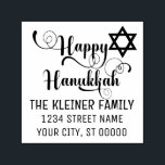 Happy Hanukkah Typography #10 Name Return Address Self-inking Stamp<br><div class="desc">Elegant Happy Hanukkah Typography #10 Star of David Custom Name Return Address Embosser ========
.</div>