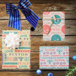Happy Hanukkah Vintage Childs Name Typography Wrapping Paper Sheets<br><div class="desc">Add your child's name to this cute vintage colors Happy Hanukkah typography wrapping paper for a personalized touch to your Festival of Lights. Sheet One features a mix of fun fonts in hues of coral, teal, purple and classic blue on a pale buttery yellow background. Nestled in among DREIDEL, HANUKKAH,...</div>