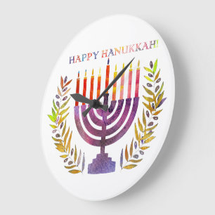 Happy Hanukkah Wall Clock