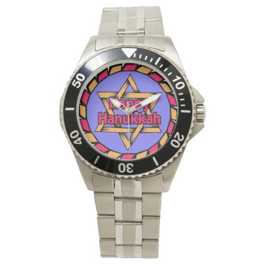 Happy Hanukkah  Watch Classic  Stainless Steel Zazzle com