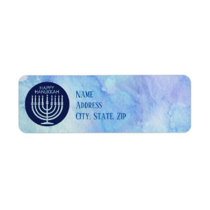 Happy Hanukkah Watercolor Menorah 🕎 Label