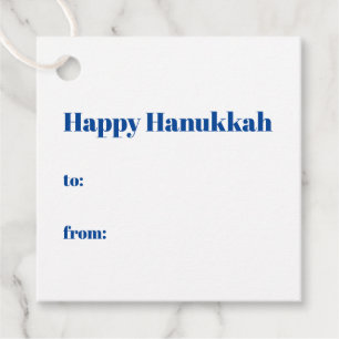 Happy Hanukkah white and blue to from minimalist Favor Tags