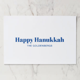 Happy Hanukkah white blue custom paper placemats