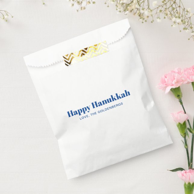 Happy Hanukkah white blue minimalist personalized Favor Bag (Sealed)
