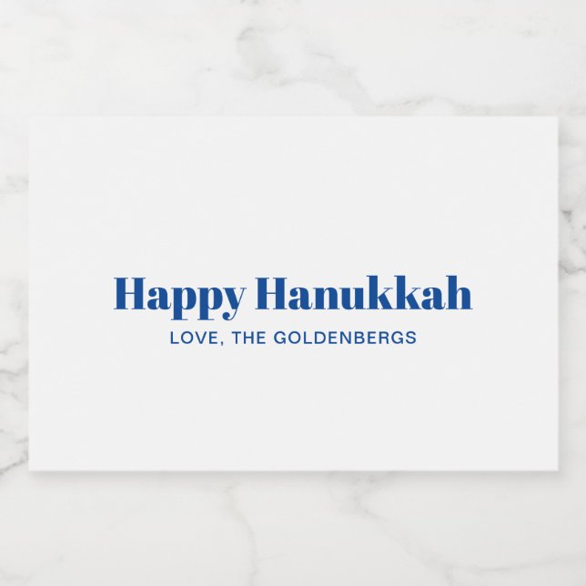 Happy Hanukkah white blue minimalist personalized Food Label (Single Label)