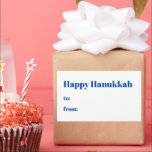 Happy Hanukkah white blue to from blank minimalist Rectangular Sticker<br><div class="desc">Happy Hanukkah blue and white to from blank cute minimalist modern simple elegant Hanukkah stickers and labels.
Fully customizable blue text on white solid plain background.</div>