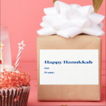 Happy Hanukkah white blue to from blank minimalist Rectangular Sticker<br><div class="desc">Happy Hanukkah blue and white to from blank cute minimalist modern simple elegant Hanukkah stickers and labels.
Fully customizable blue text on white solid plain background.</div>