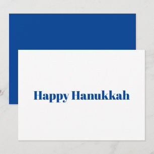 Happy Hanukkah white blue typography minimalist Holiday Card