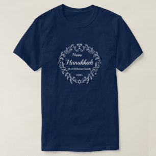Happy Hanukkah White Wreath Add Name and Year T-Shirt