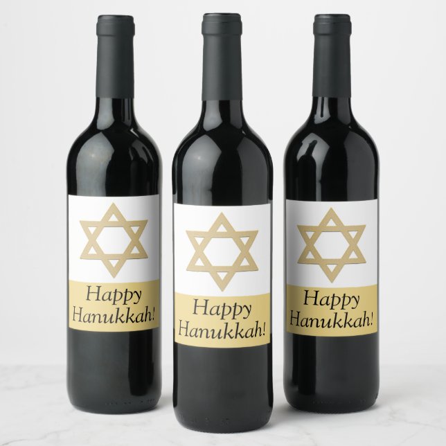Happy Hanukkah wine stickers (Bottles)