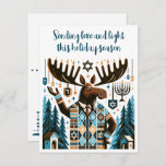 Happy Hanukkah (With A Moose!) Holiday Postcard<br><div class="desc">"Chag samoose" isn't a very good pun,  but I really tried to make it work.</div>