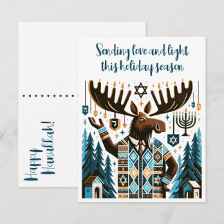 Happy Hanukkah (With A Moose!) Holiday Postcard