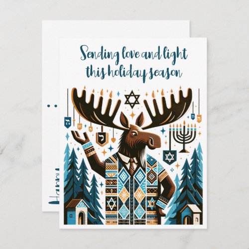 Happy Hanukkah With A Moose Holiday Postcard
