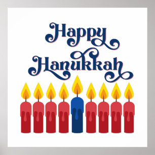 Happy Hanukkah with Candles Poster