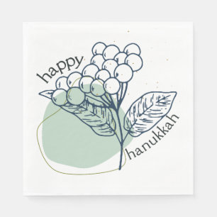 Happy Hanukkah (with Drawn Berries) Napkins