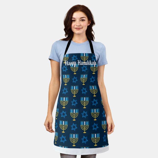 Happy Hanukkah with editable text Apron (Worn)