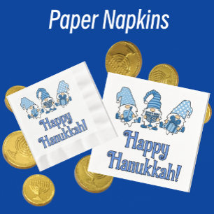 Happy Hanukkah with Three Gnomes  Napkins