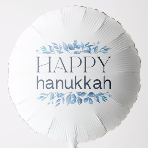 Happy Hanukkah (with Winter Watercolored Florals) Balloon