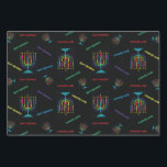Happy Hanukkah Wrapping Paper<br><div class="desc">Happy Hanukkah Wrapping paper. This black yet colorful Happy Hanukkah design featuring a colorful menorah. Perfect way to wrap your Hanukkah gift this Hanukkah!</div>