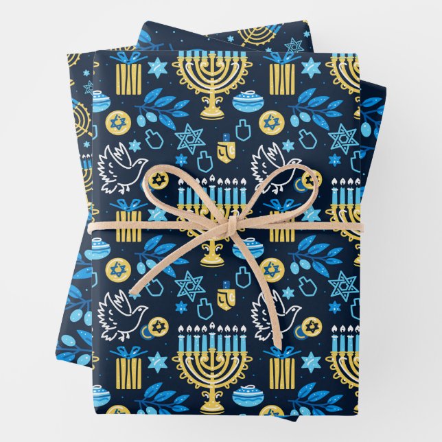 Happy Hanukkah Wrapping Paper Set of 3