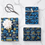 Happy Hanukkah Wrapping Paper Set of 3<br><div class="desc">Festive Hanukkah design set.</div>