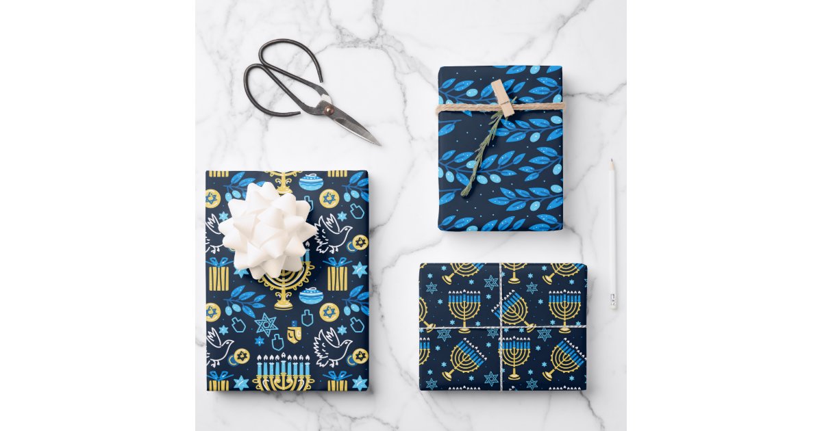 Happy Hanukkah Wrapping Paper Set of 3