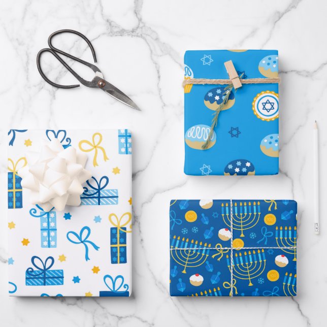 Happy Hanukkah Wrapping Paper Sheets (Front)