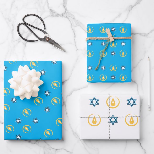 Happy Hanukkah Wrapping Paper Sheets (Front)