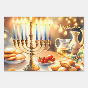Happy Hanukkah Wrapping Paper Sheets