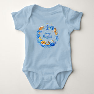 Happy Hanukkah Wreath Baby Bodysuit