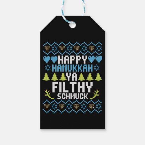 Happy Hanukkah Ya Filthy Schmuck Jewish Sweater Gift Tags