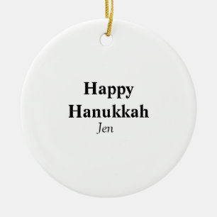 Happy Hanukkah your name text image editable  Ceramic Ornament