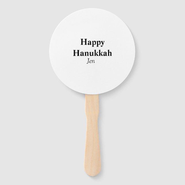 Happy Hanukkah your name text image editable  Hand Fan (Front)