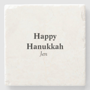 Happy Hanukkah your name text image editable  Stone Coaster