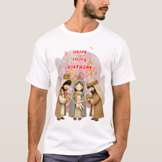Happy Happy Birthday Baby Jesus Receiving Gifts T-Shirt