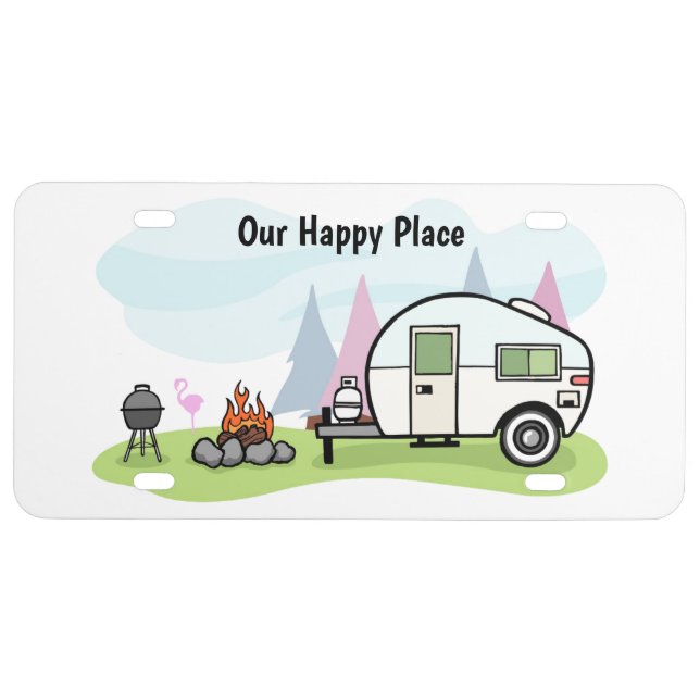 Happy Happy Camper trailer License Plate (Front)